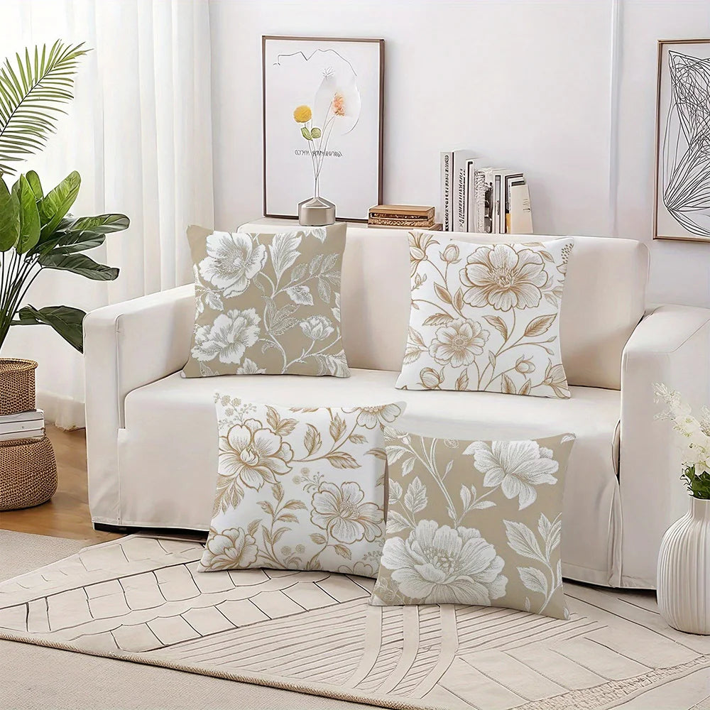 TESS18 - Federa per cuscino divano con stampa floreale