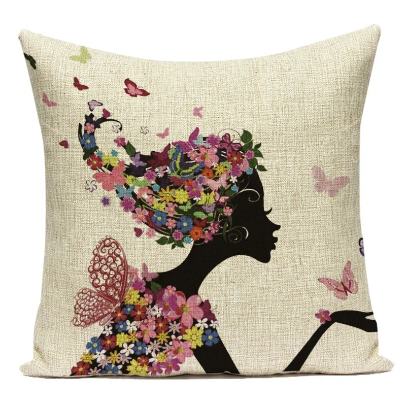 TESS19  - Federa per cuscino decorativo fata dei fiori