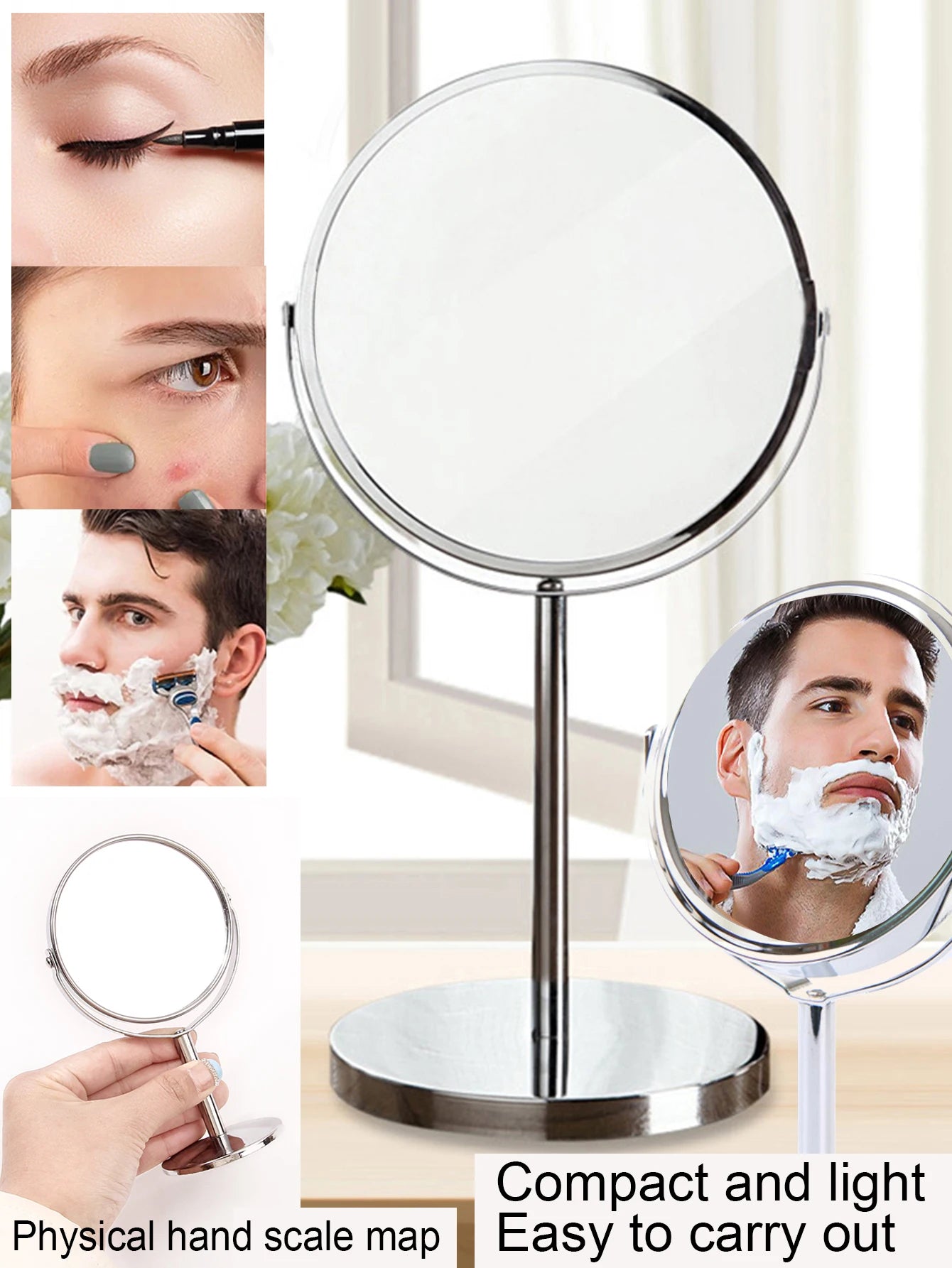 ACCL32 - Specchio per il trucco grande in argento