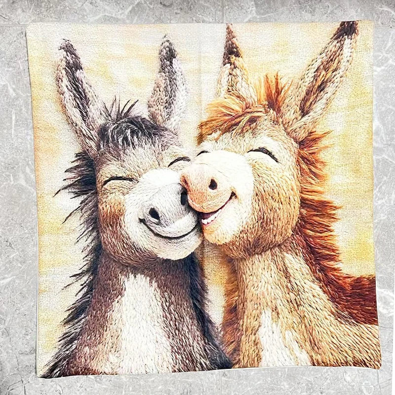 TESS8 - Federa per cuscino a forma di asino di peluche