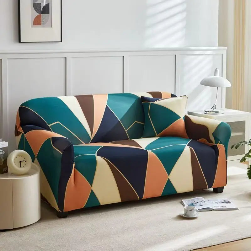 TESS37 - Copridivano elasticizzato con stampa geometrica