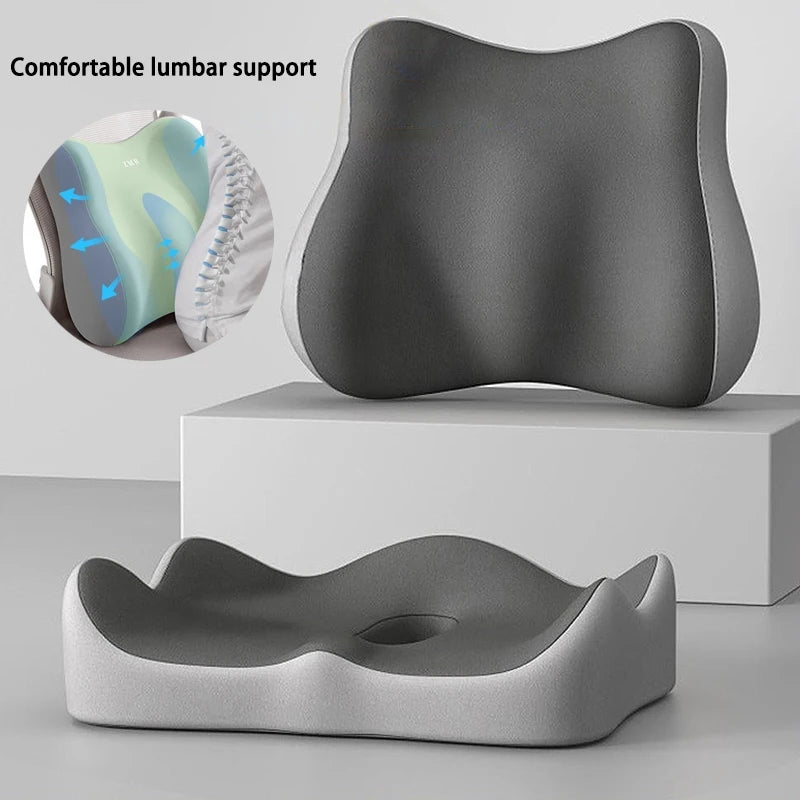 ERGOL20 - Cuscino per sedile da ufficio integrato con schienale per supporto lombare