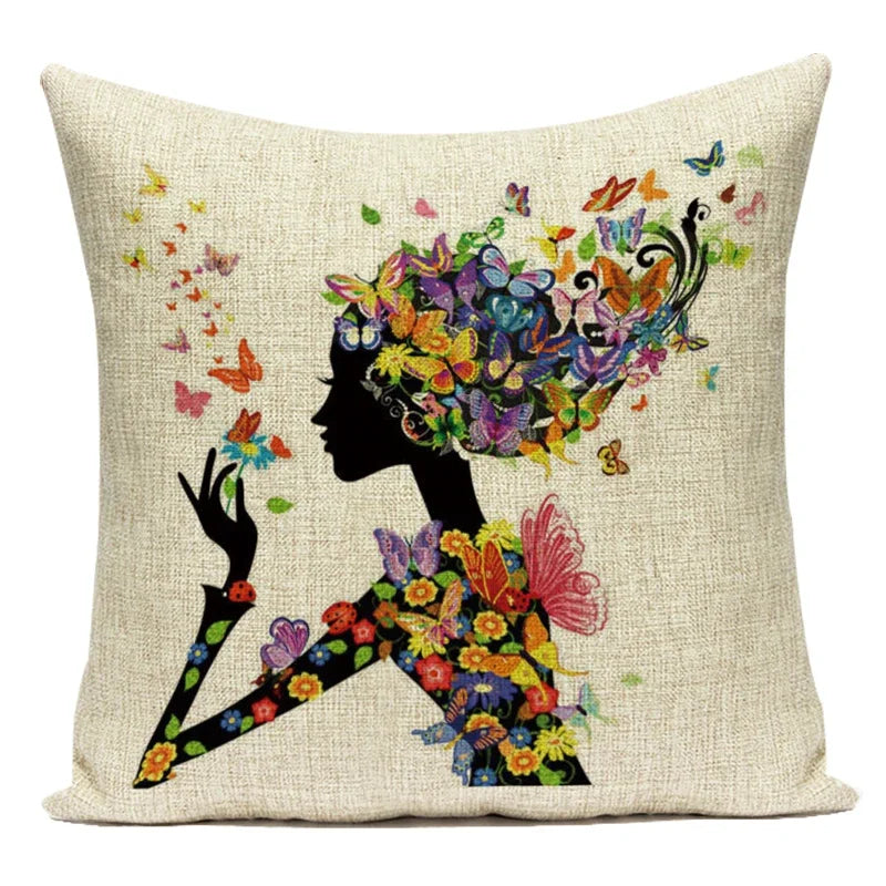 TESS19  - Federa per cuscino decorativo fata dei fiori