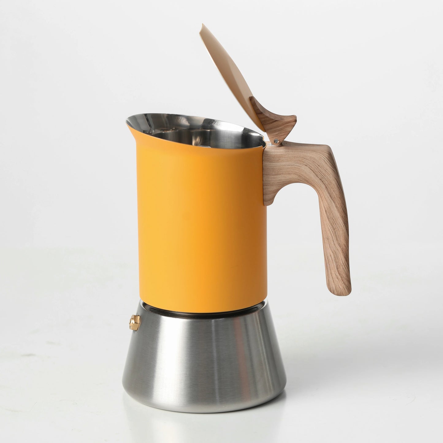 CAFT6 - Moka in acciaio inox 4/6, giallo opaco, stile nordico