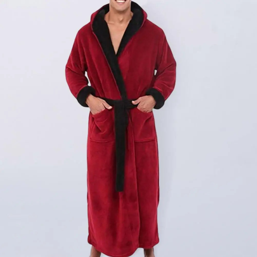 BAGC27 - Accappatoio da bagno in flanella con cintura per uomo