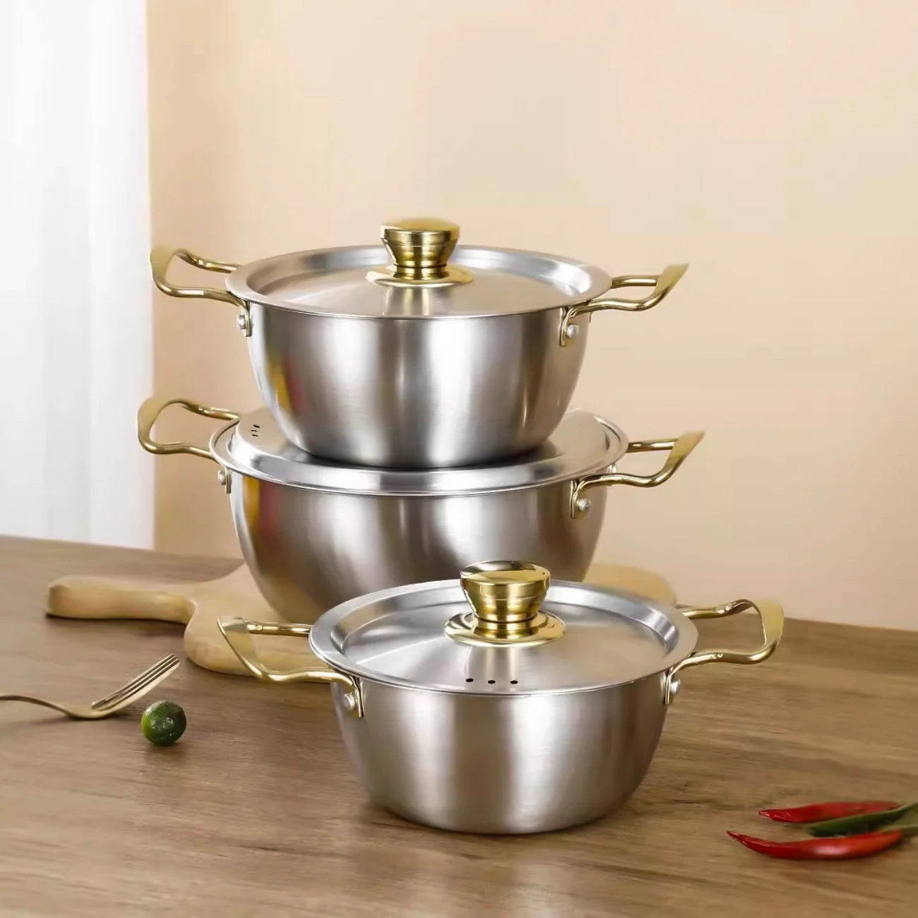 COTS2 - Set di pentole in acciaio inossidabile da 3 pezzi