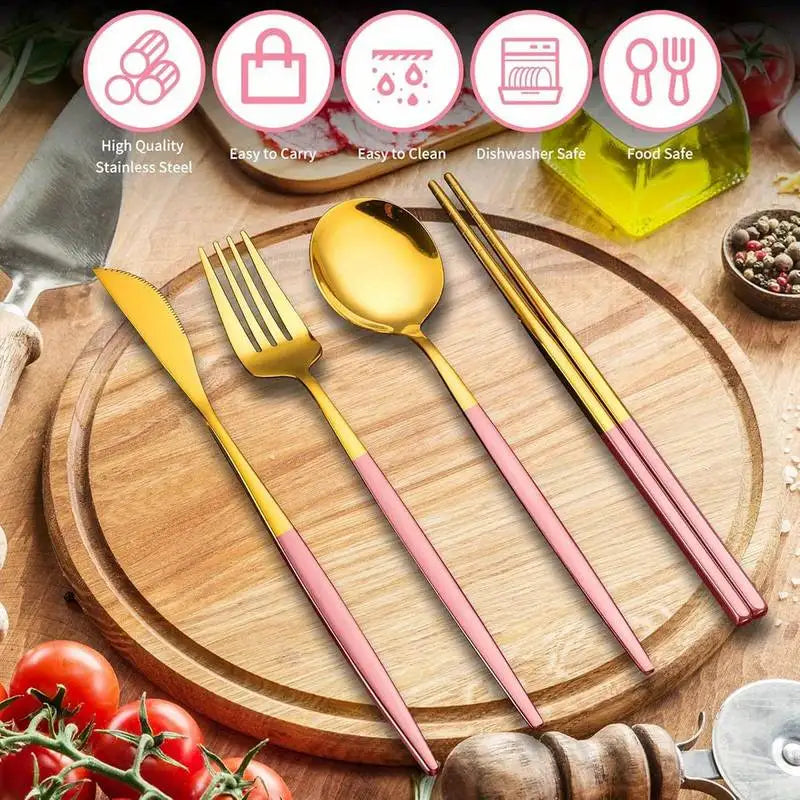 ACCT17 - Set di posate in acciaio inossidabile con scatola portaoggetti