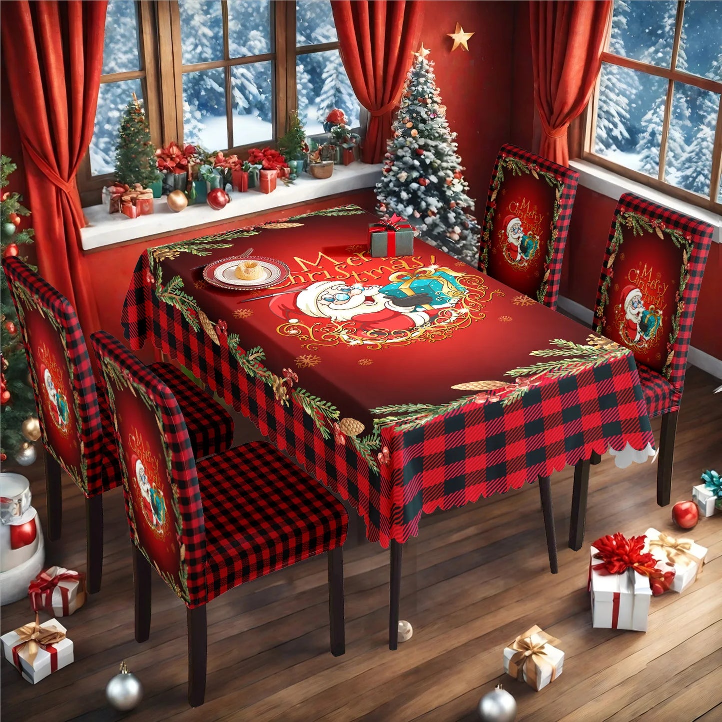 TESC23 - Tovaglia natalizia, antiscivolo, stampa festiva