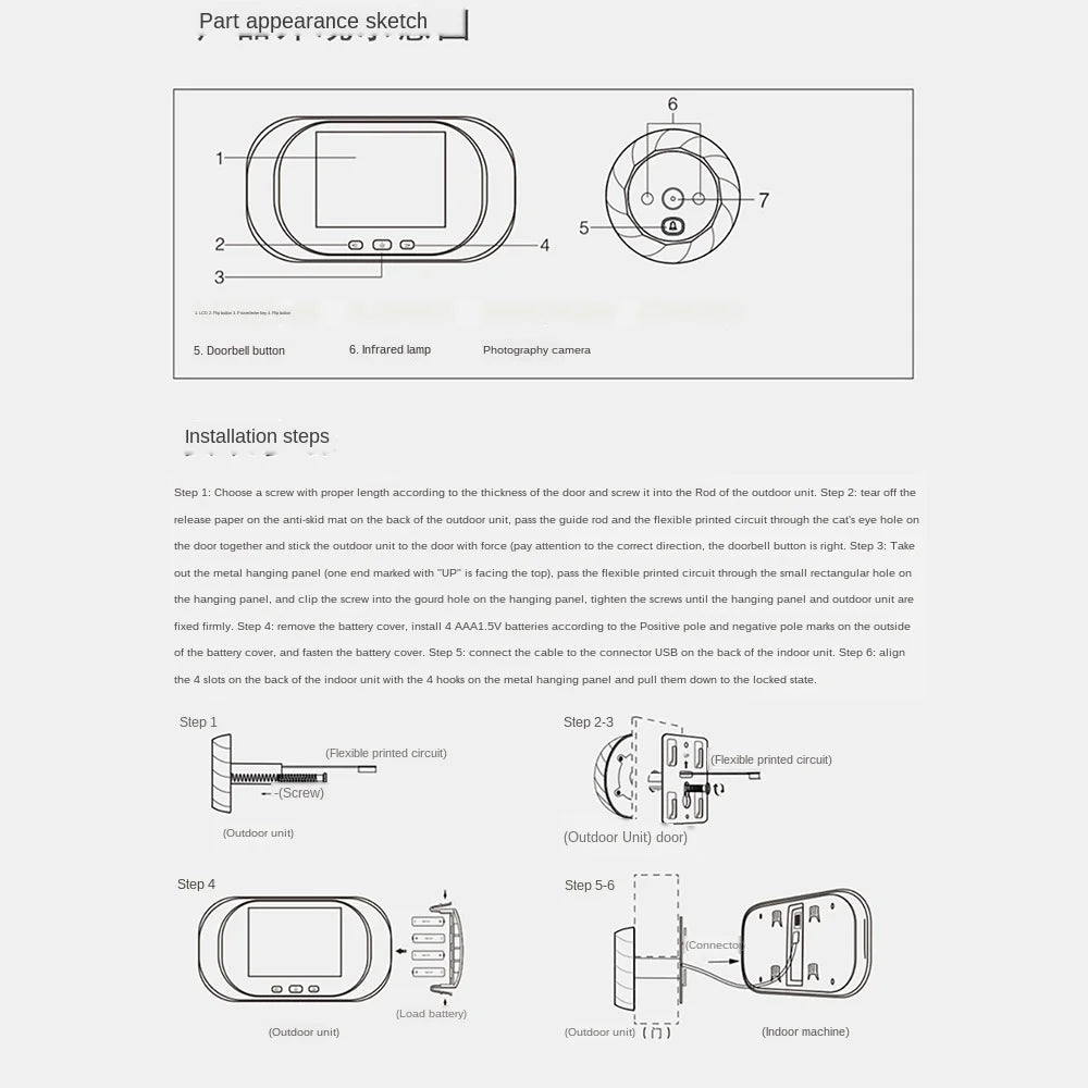 ACCET20 - Videocitofono digitale LCD da 2,8 pollici, spioncino