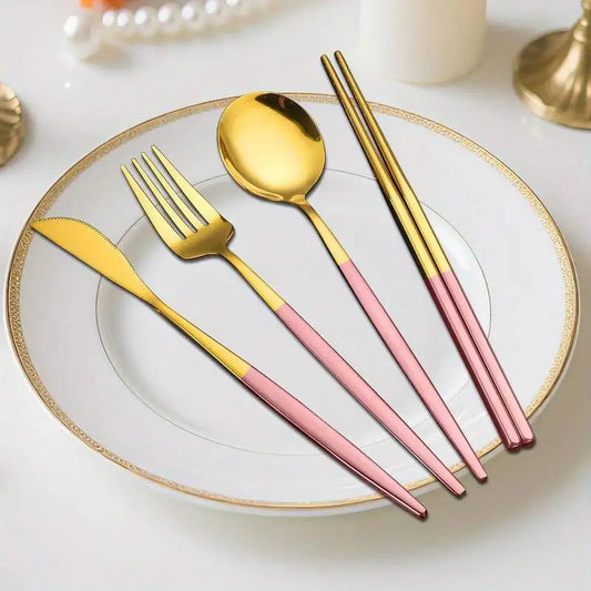 ACCT17 - Set di posate in acciaio inossidabile con scatola portaoggetti