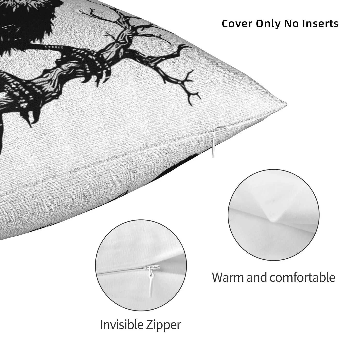 TESS3 - Copricuscino con disegno di corvo