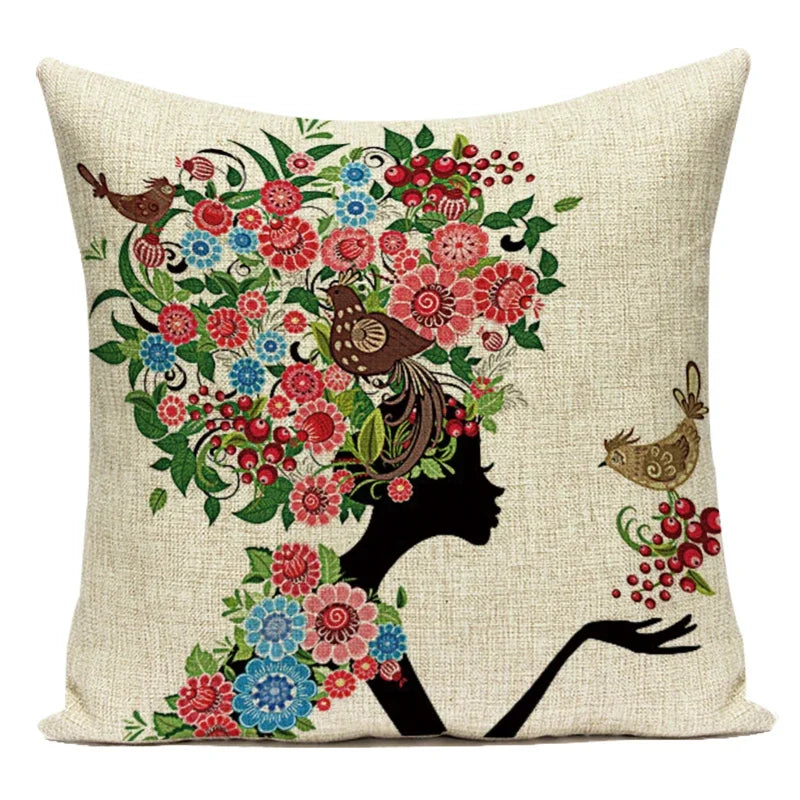 TESS19  - Federa per cuscino decorativo fata dei fiori