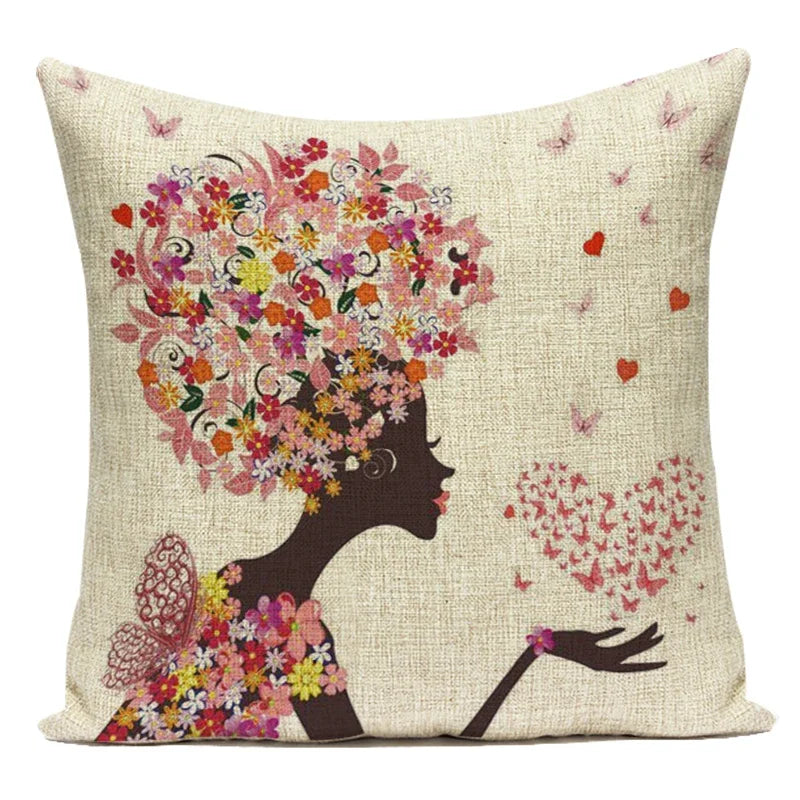 TESS19  - Federa per cuscino decorativo fata dei fiori