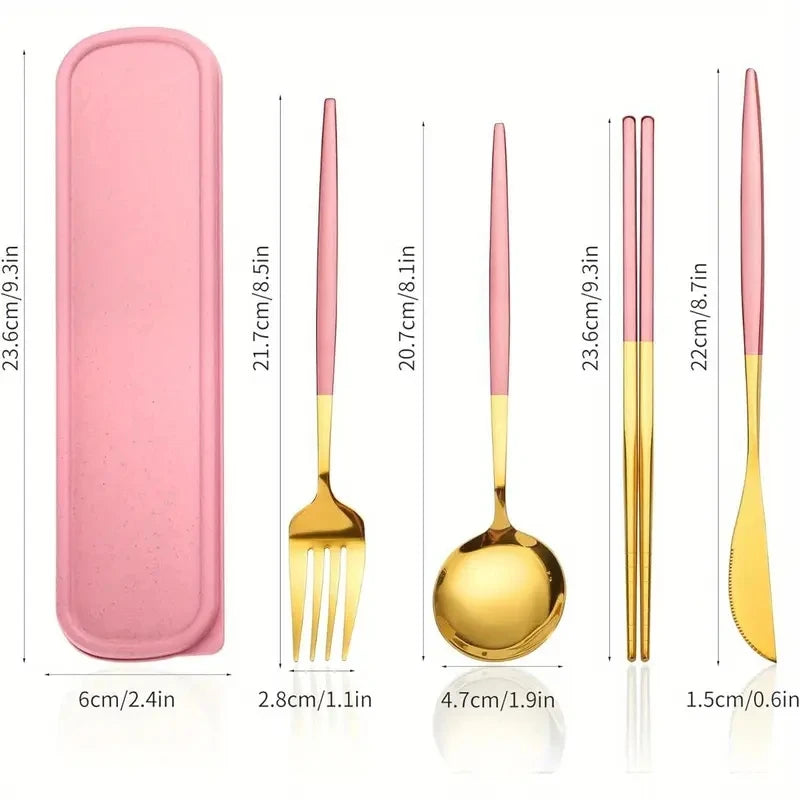 ACCT17 - Set di posate in acciaio inossidabile con scatola portaoggetti