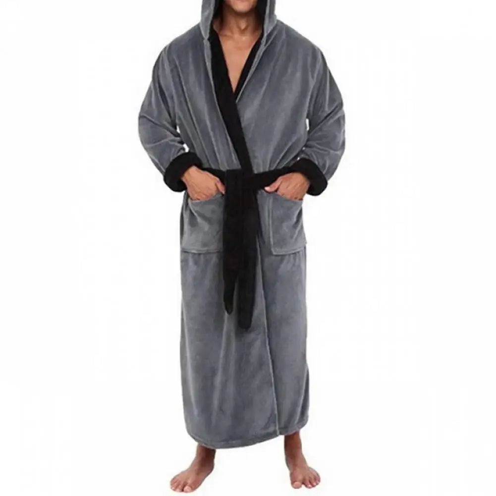BAGC27 - Accappatoio da bagno in flanella con cintura per uomo
