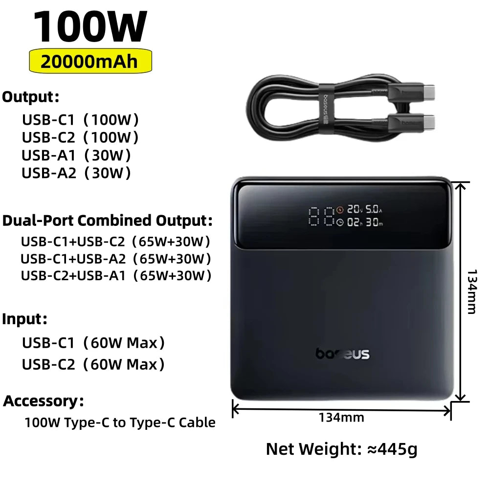 ACCET2 - Power Bank 30000mAh 65W PD3.0 Ricarica rapida