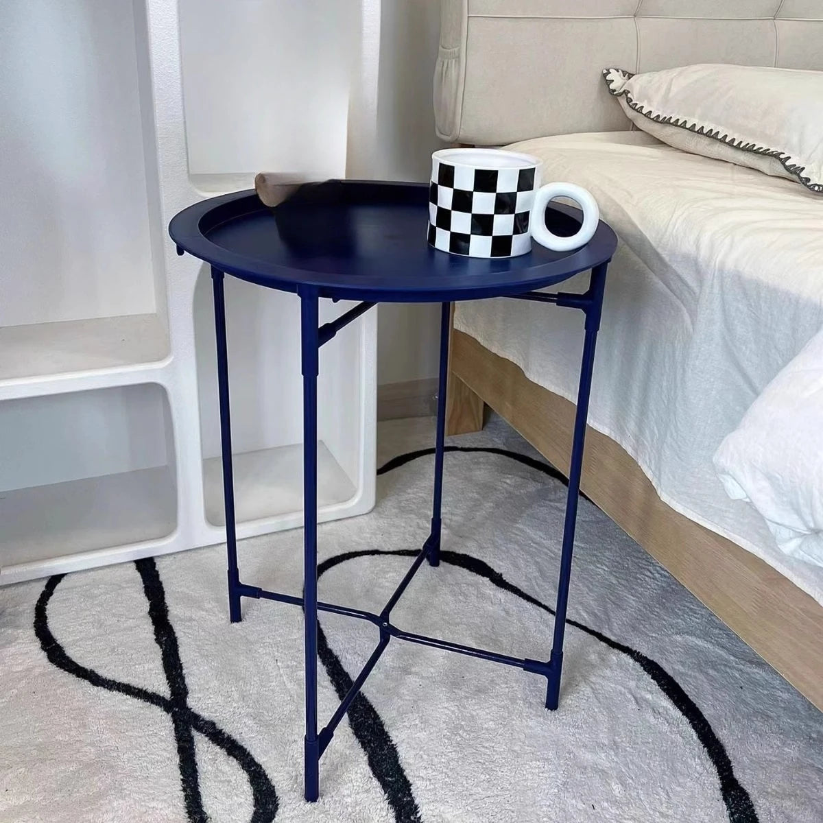 ARREM4 - Tavolino da caffè rotondo pieghevole da esterno