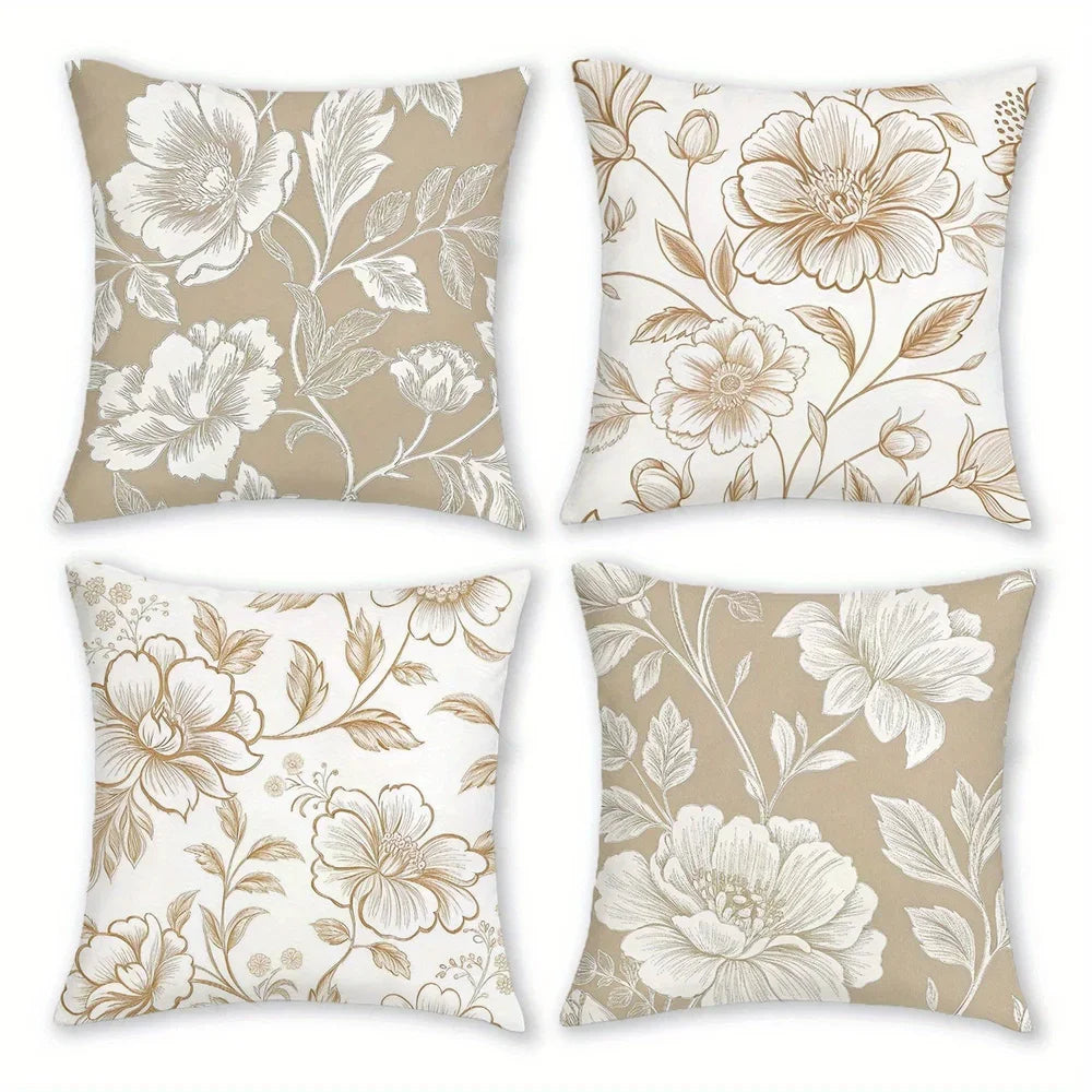 TESS18 - Federa per cuscino divano con stampa floreale