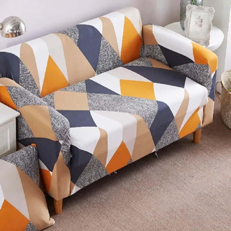 TESS37 - Copridivano elasticizzato con stampa geometrica