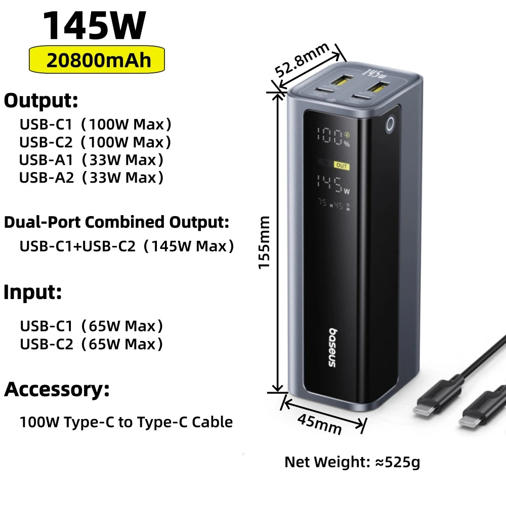 ACCET2 - Power Bank 30000mAh 65W PD3.0 Ricarica rapida
