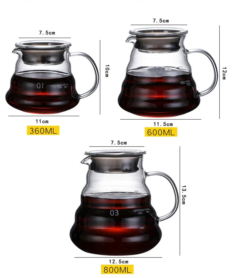 ACCT10 - Caraffa per caffè in vetro trasparente da 350/600/800 ml