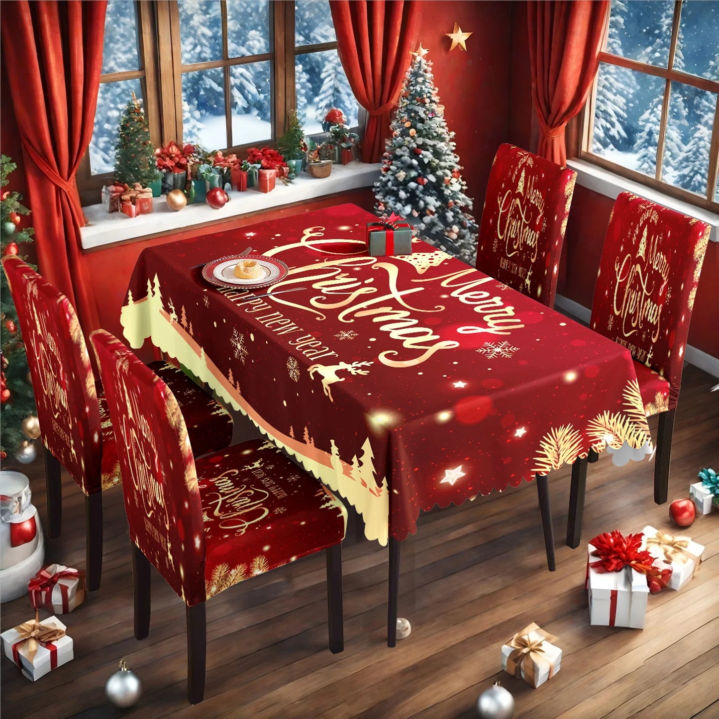 TESC23 - Tovaglia natalizia, antiscivolo, stampa festiva