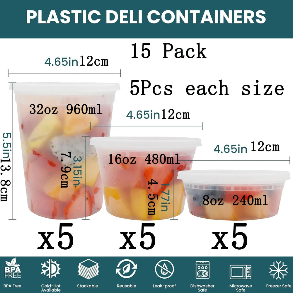 CONS15 - Pacco di contenitori per alimenti con coperchi
