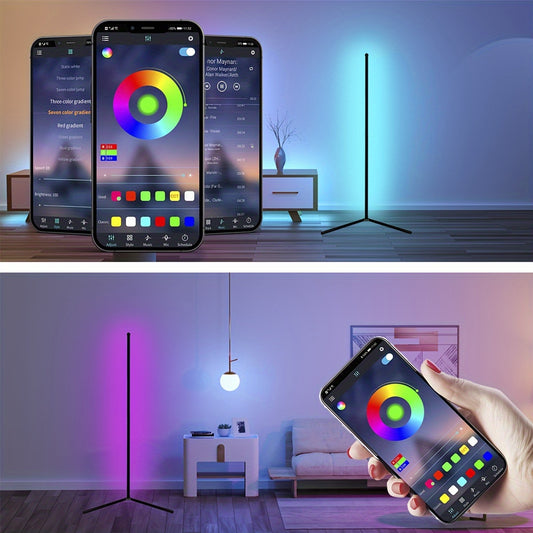 ILLR24 - Lampada da terra a LED RGB angolare da 142 cm con app e telecomando