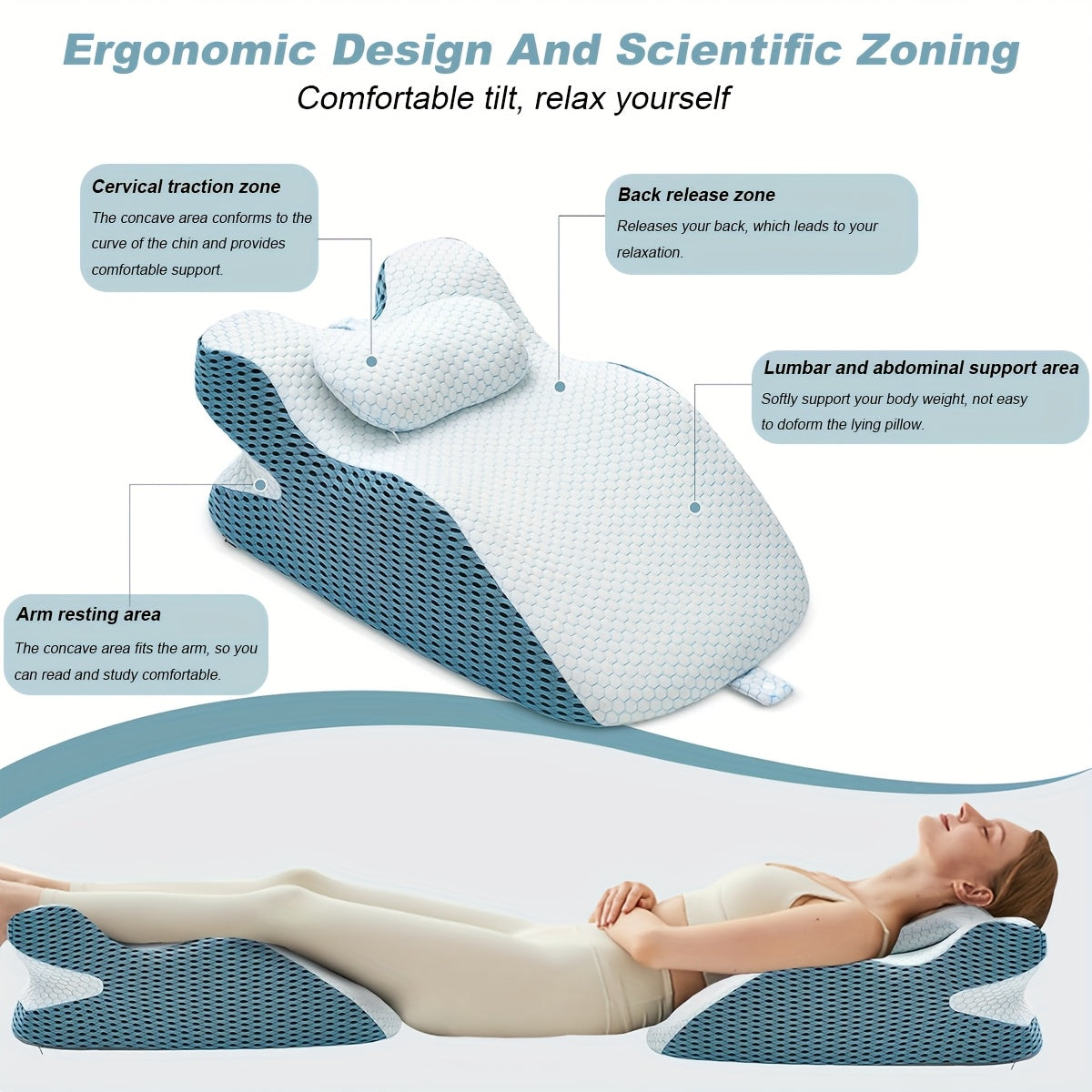 SONN19 - Cuscino reclinabile multifunzionale in memory foam traspirante