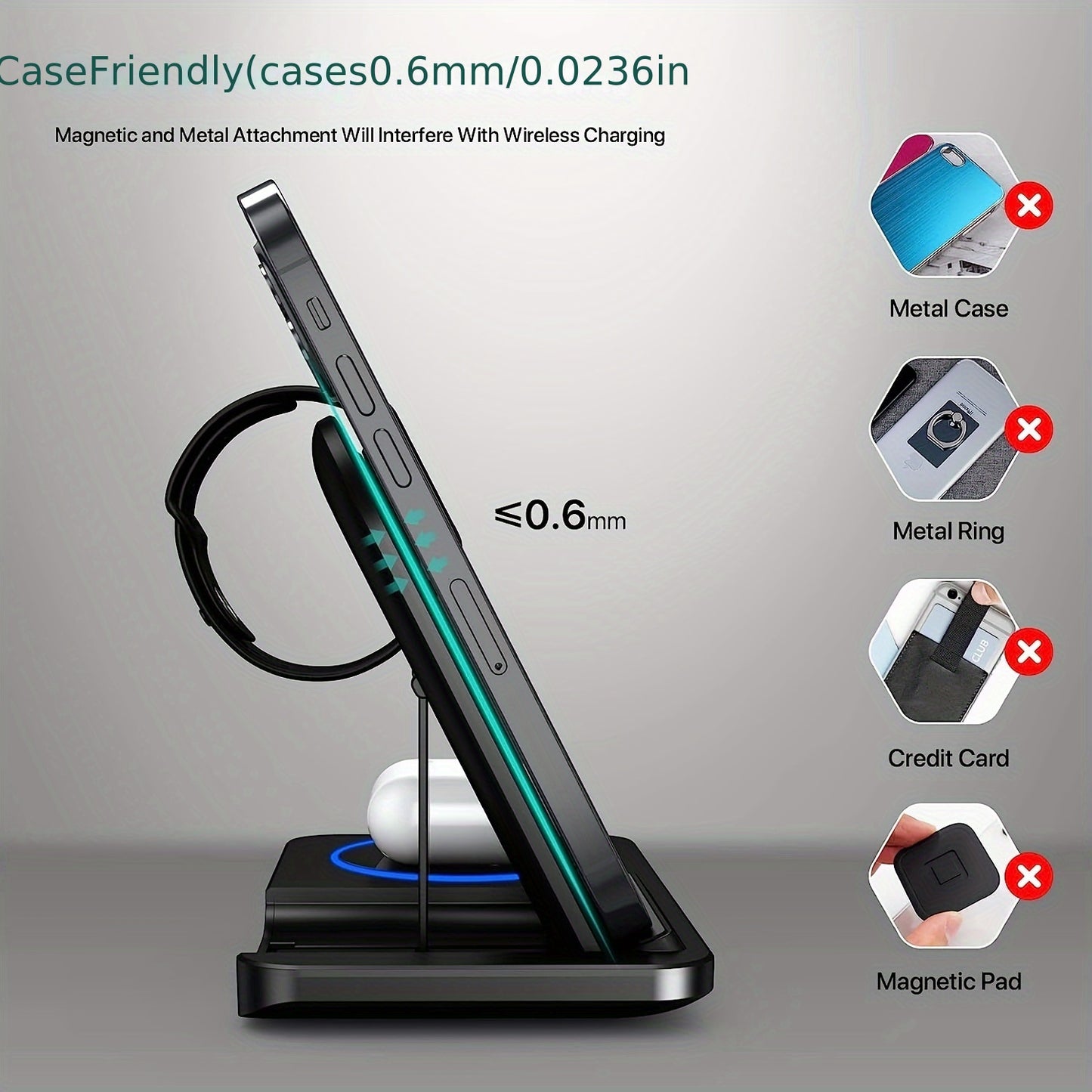 ACCET11 - Stazione di ricarica wireless pieghevole 3 in 1 che carica rapidamente iPhone